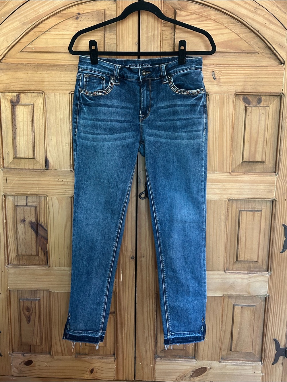 GRACE In LA Midrise Embroidered Denim